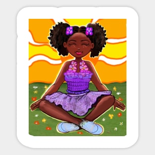 Anime girl in the sunshine 2 Princess Cute Summer black girls Melanin Afro African American Sticker